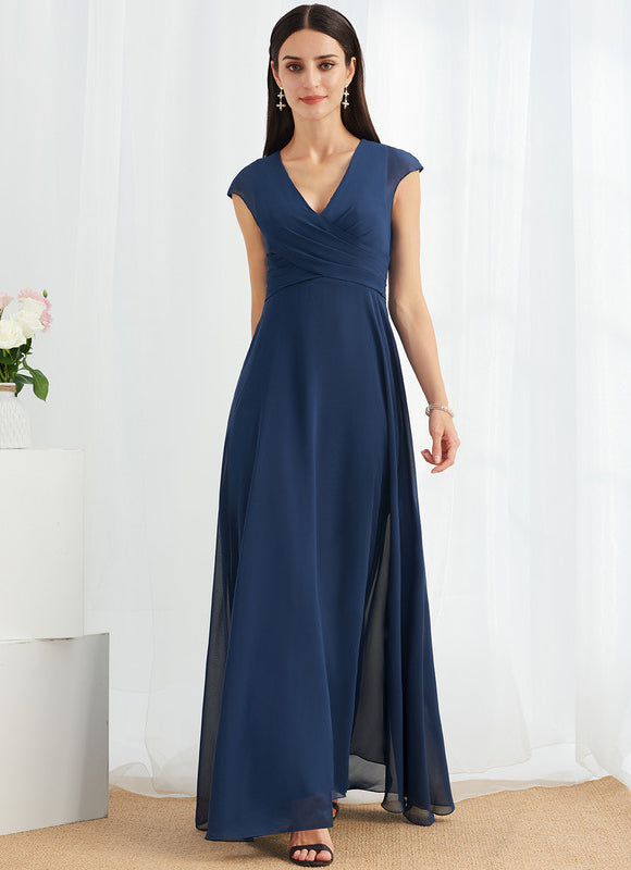 Robe Longue Mousseline Bleu Marine Été - gallery 2