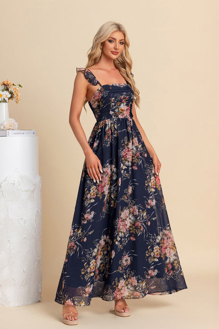 Robe Mousseline Bleu Marine - gallery 5