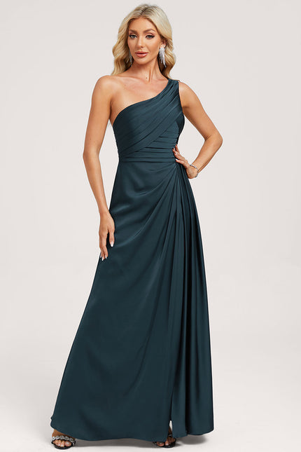 Robe Satinée Une Épaule Élégante - gallery 1