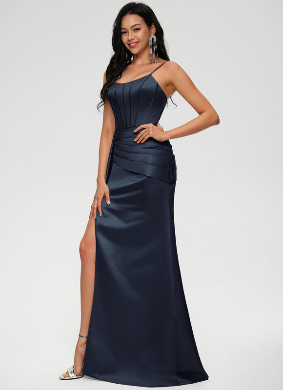Robe Satinée Élégante Fendue Chic - gallery 3