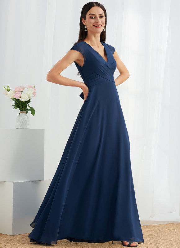 Robe Longue Mousseline Bleu Marine Été - gallery 4