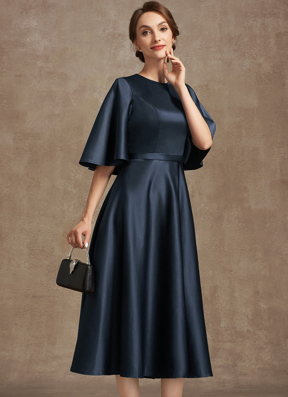Robe Satinée Élégante Col Rond - gallery 5