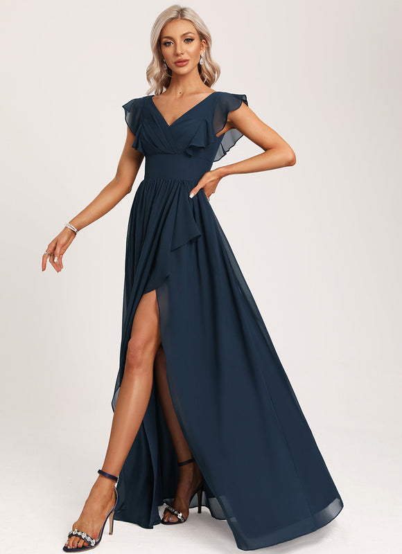 Robe Mousseline Élégante Col V Fendue - gallery 2