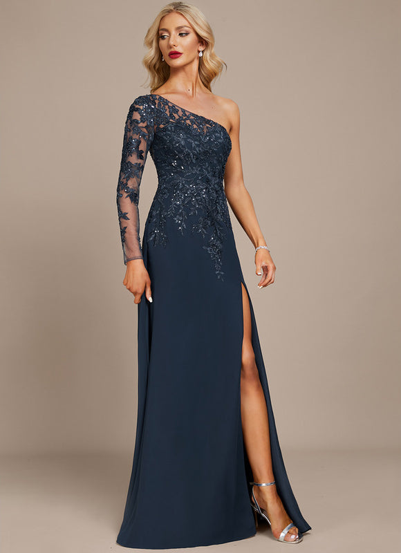 Robe Élégante Une Épaule Paillettes - gallery 3