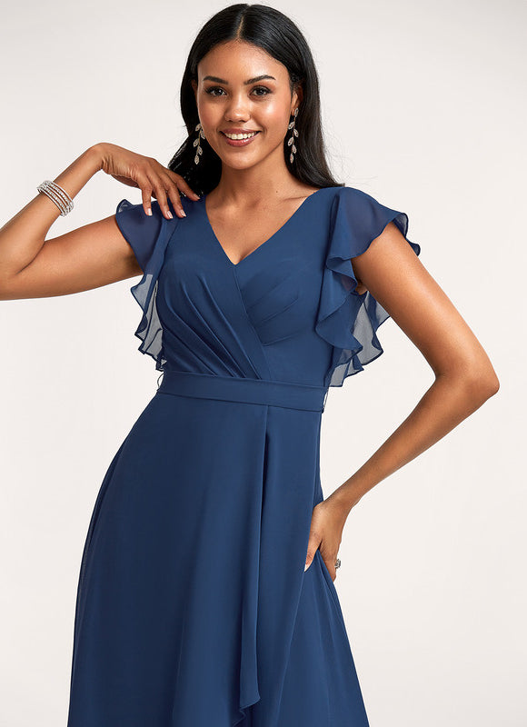 Robe Longue Mousseline Bleu Marine Été - gallery 1