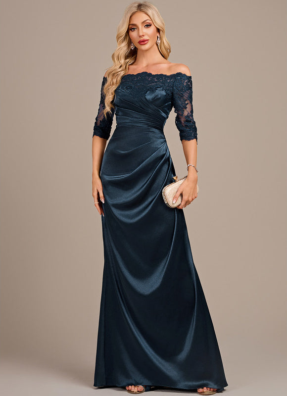 Robe Longue Bleu Marine Dos Nu