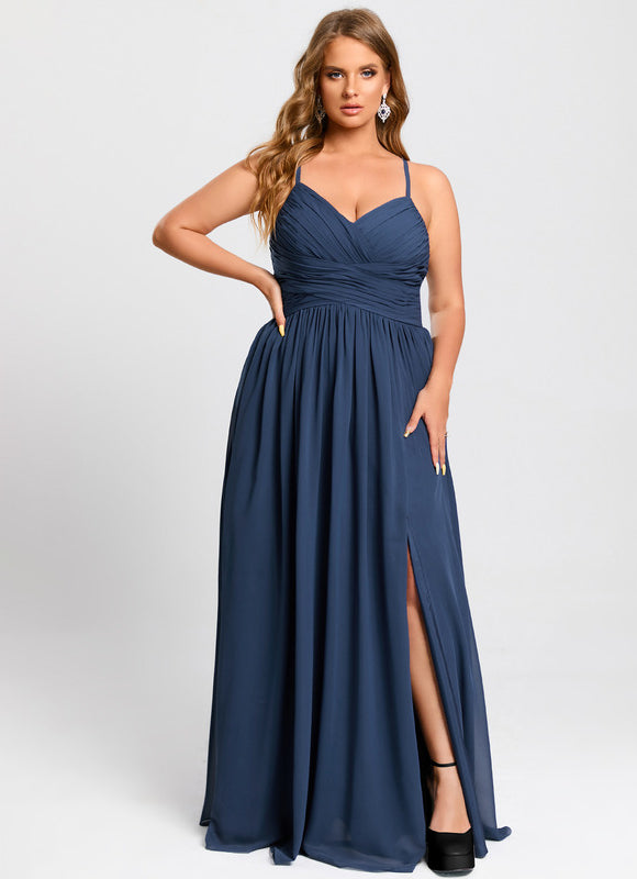 Robe Longue Chic Col V Fendue - gallery 9