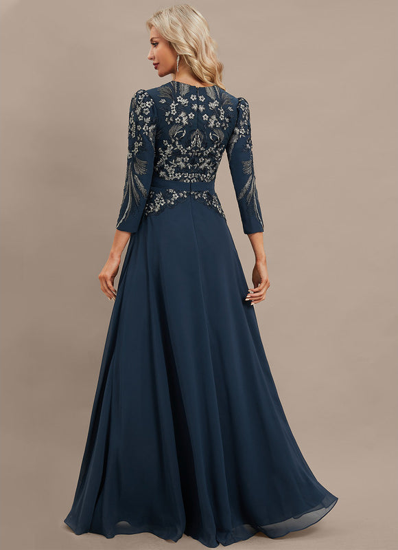 Robe Élégante Col V Brodée Nuit - gallery 5