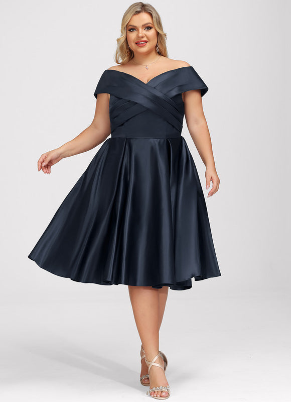Robe Satinée Épaule Dénudée Élégante - gallery 9