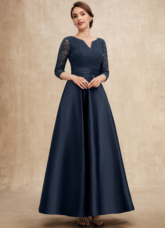 Robe Élégante Satinée Col V Nuit - gallery 2