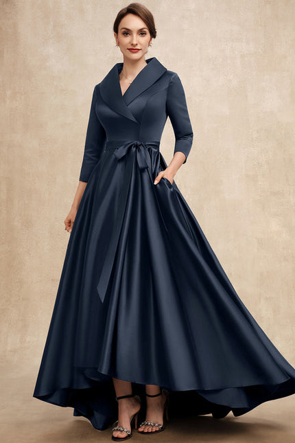 Robe Satinée Élégante Col Nœud