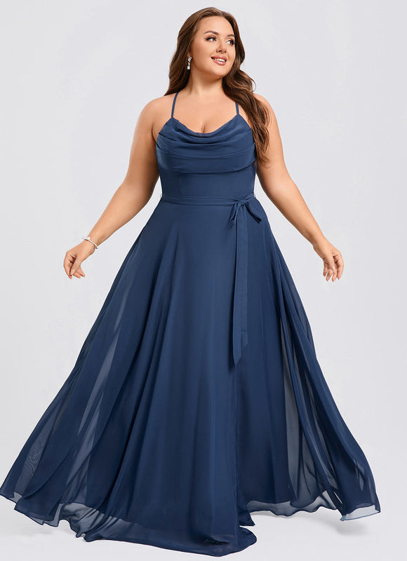 Robe Mousseline Élégante Fendue Nuit - gallery 8