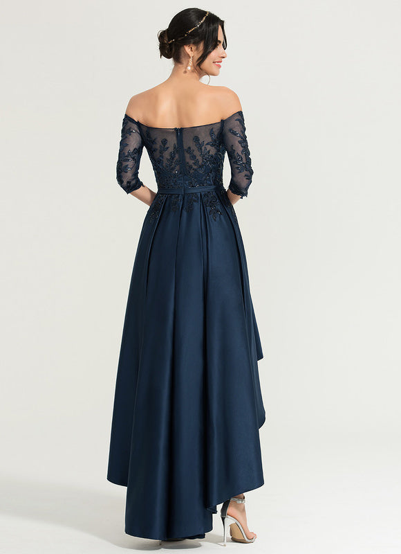 Robe De Soirée Chic Asymétrique Bleu - gallery 4