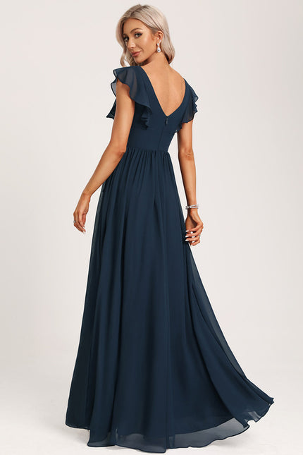 Robe Mousseline Élégante Col V Fendue - gallery 5