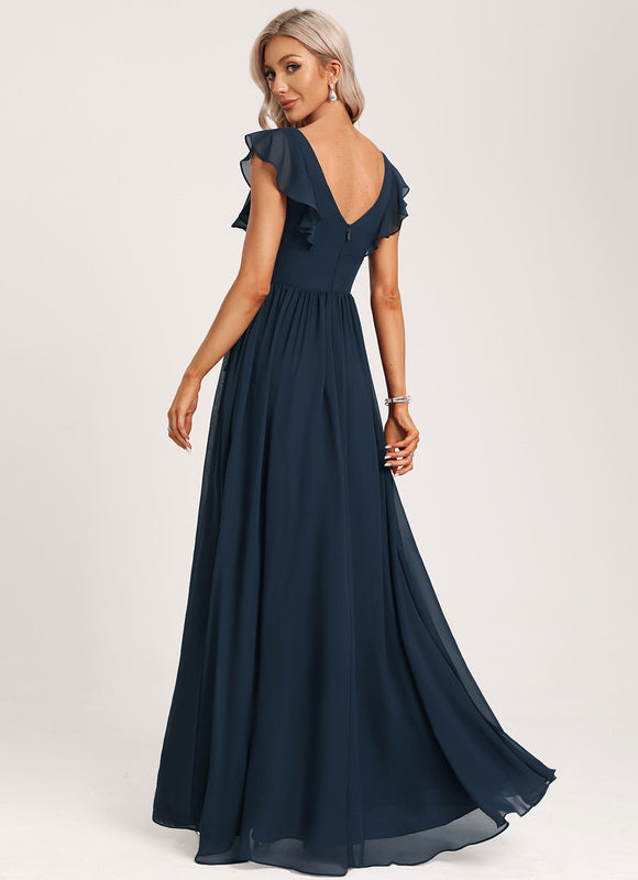 Robe Mousseline Élégante Col V Fendue - gallery 5