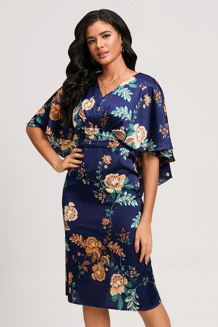 Robe Satinée Fleurie Col V Chic - gallery 6