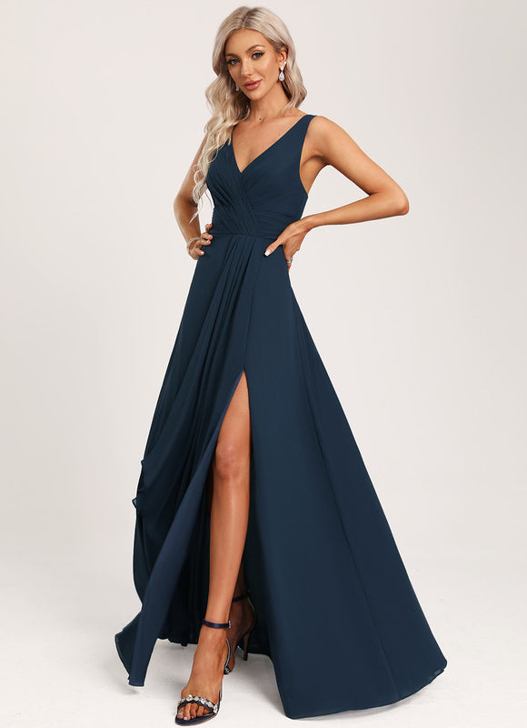 Robe Mousseline Élégante Col V Fendue - gallery 1