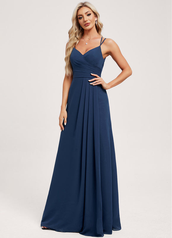 Robe Longue Chic Col V Fendue - gallery 2