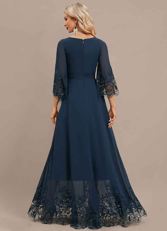 Robe Élégante Col V Volants Paillettes - gallery 5