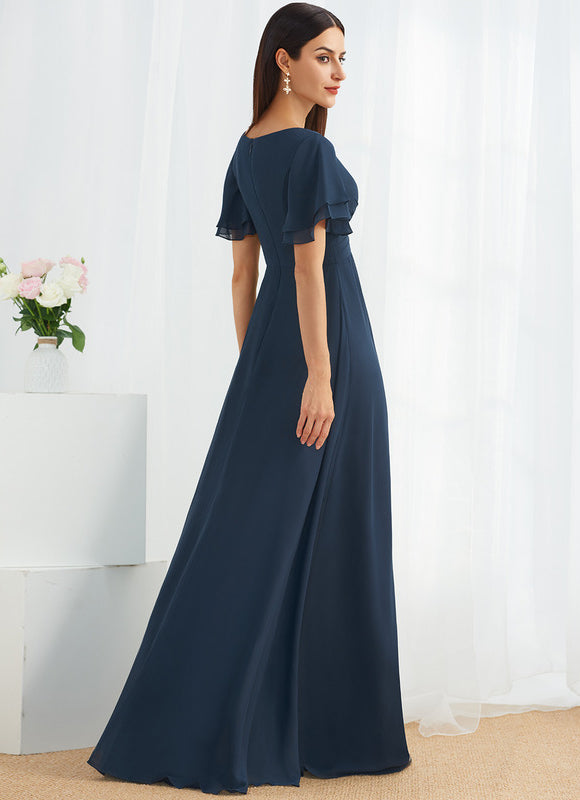 Robe Longue Chic Col V Fendue - gallery 4