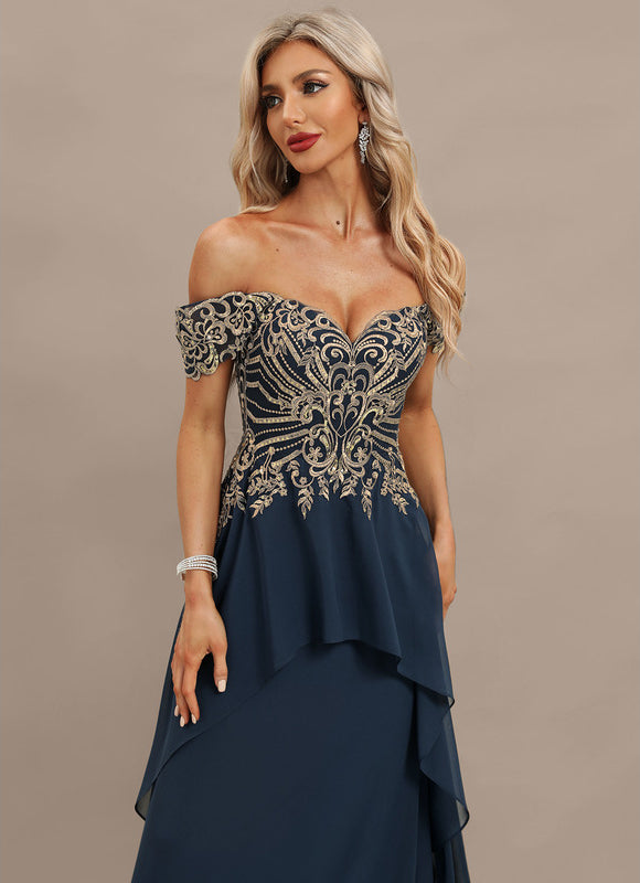 Robe Élégante Paillettes Col Off-Shoulder - gallery 1
