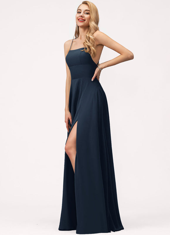 Robe Trapèze Chic Col Carré Fendue - gallery 2