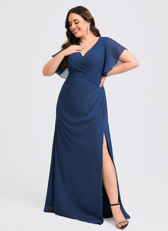 Robe Mousseline Élégante Col V Fendue - gallery 8