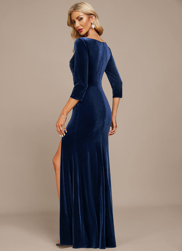 Robe Velours Bleu Marine - gallery 4