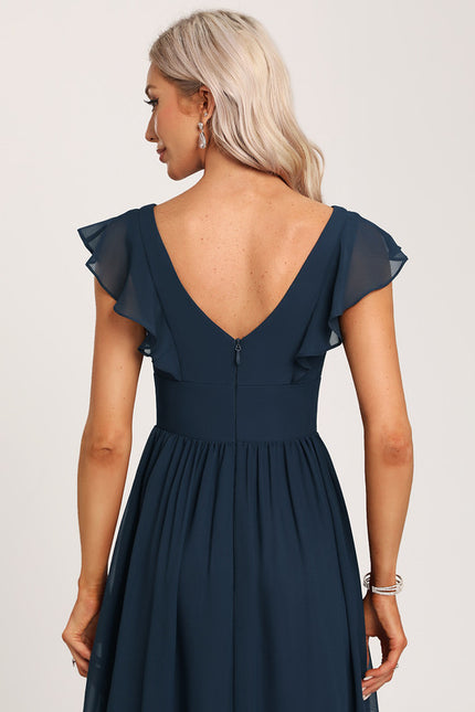 Robe Mousseline Élégante Col V Fendue - gallery 4