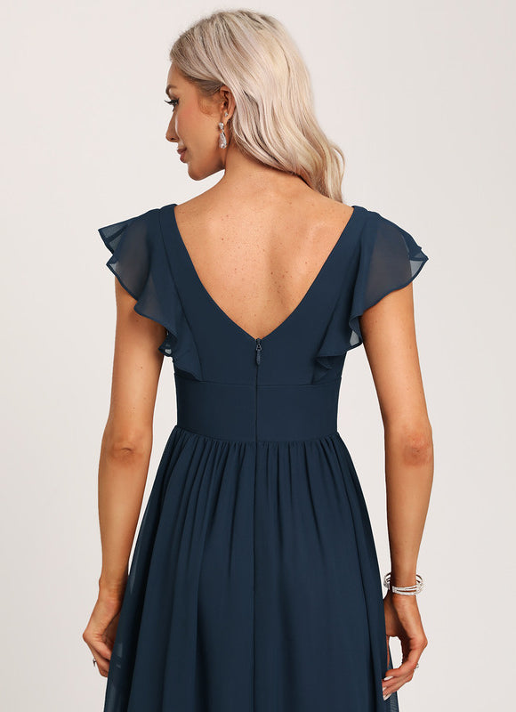 Robe Mousseline Élégante Col V Fendue - gallery 4