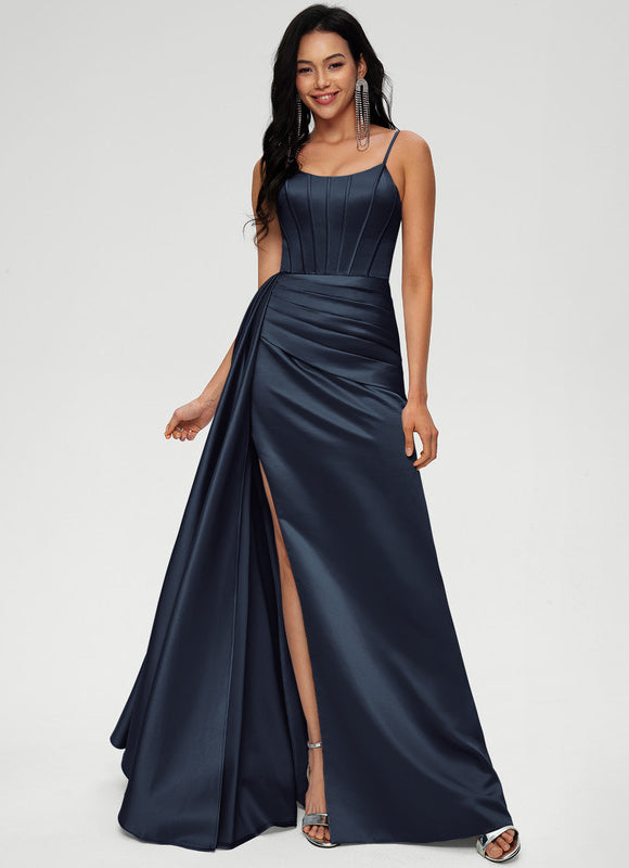 Robe Satinée Élégante Fendue Chic