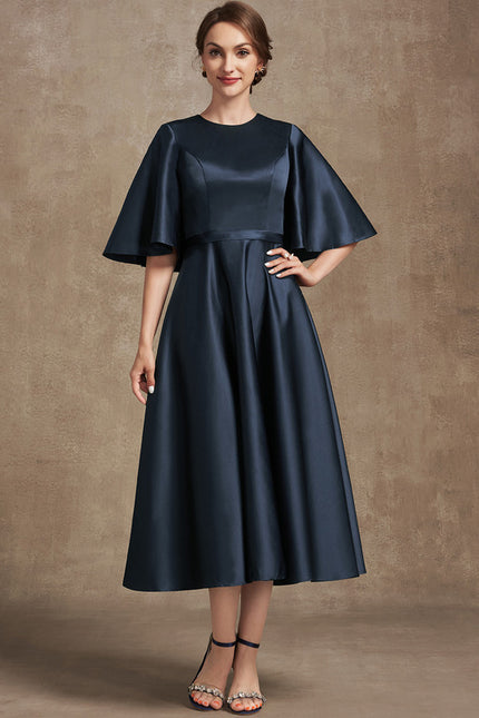 Robe Satinée Élégante Col Rond - gallery 1