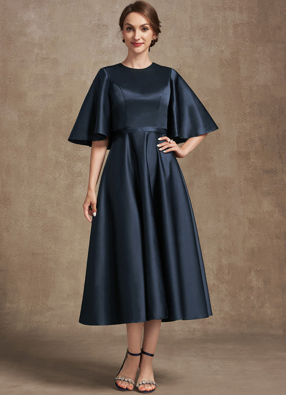 Robe Satinée Élégante Col Rond - gallery 1