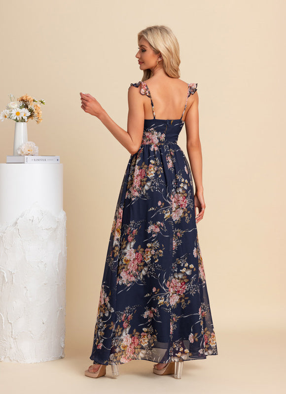 Robe Mousseline Bleu Marine - gallery 1
