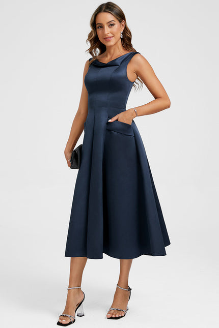 Robe Élégante Bleu Marine - gallery 3