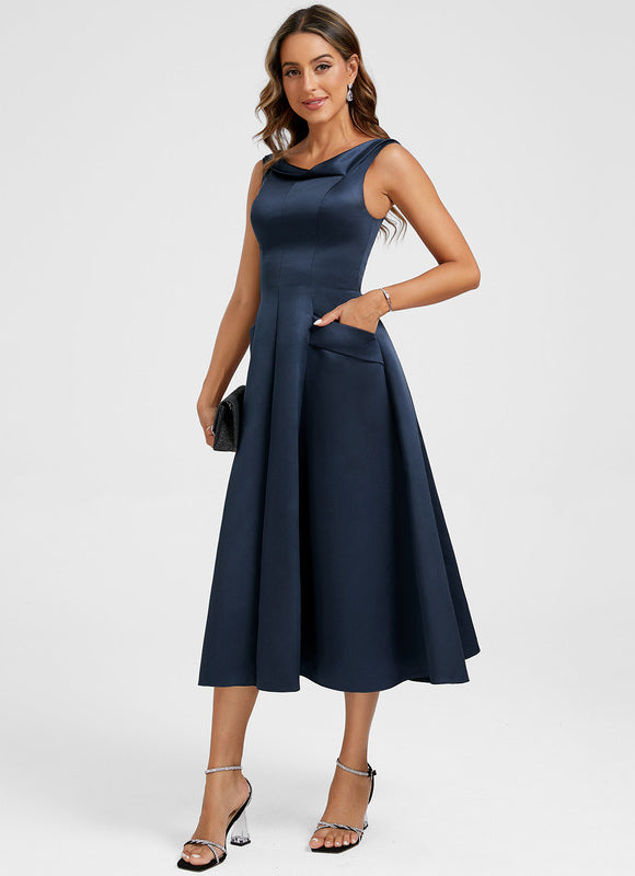 Robe Élégante Bleu Marine - gallery 3