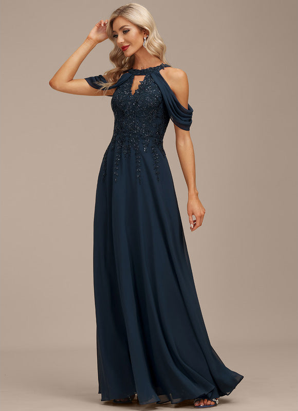 Robe Élégante Paillettes Col Dénudé - gallery 1