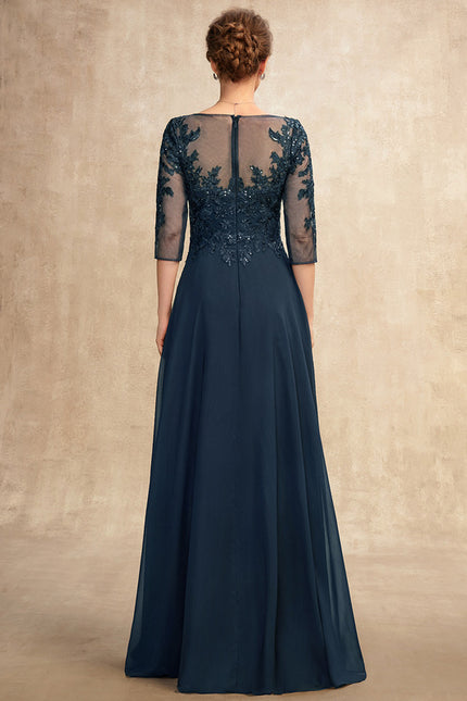 Robe Mère Mariée Bleu Marine Paillettes - gallery 3