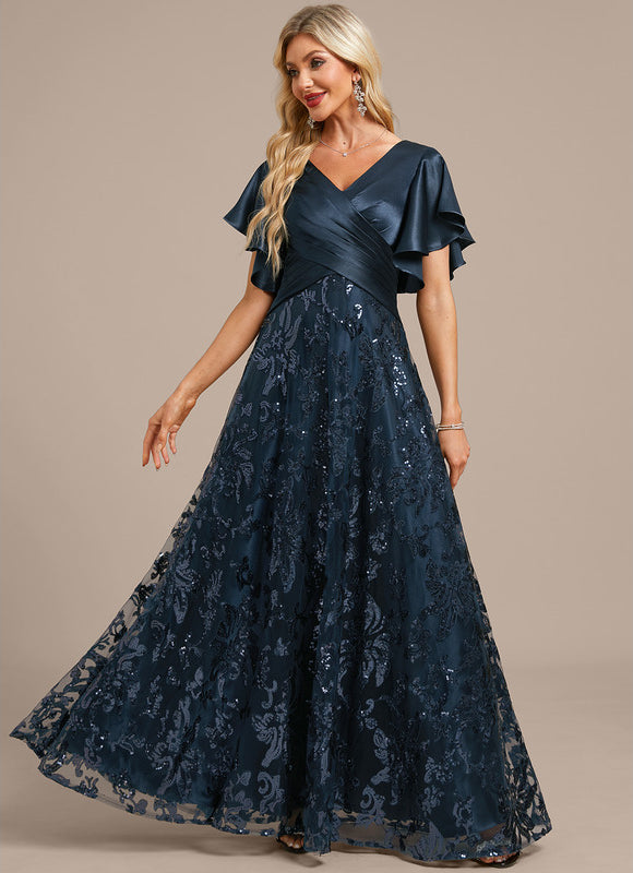 Robe Longue Satin Pailleté Élégante - gallery 2