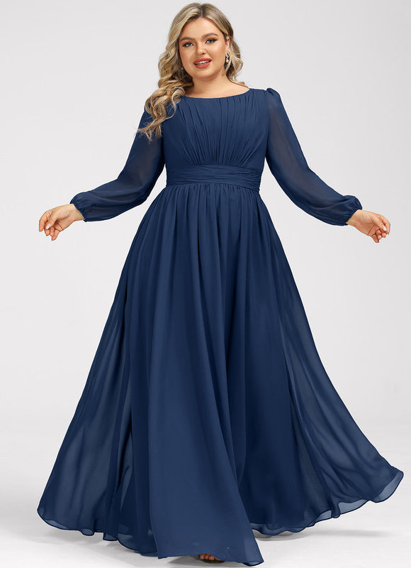 Robe Mousseline Élégante Col Rond - gallery 6