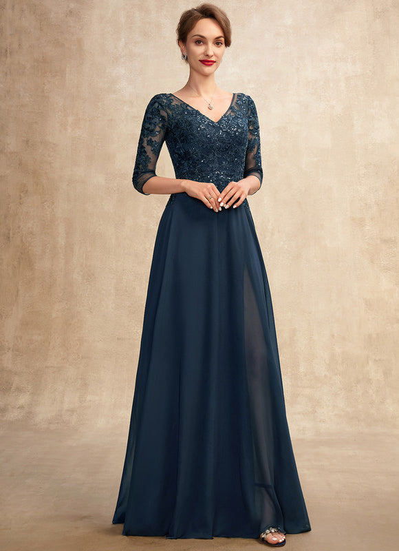 Robe Mère Mariée Bleu Marine Paillettes - gallery 2