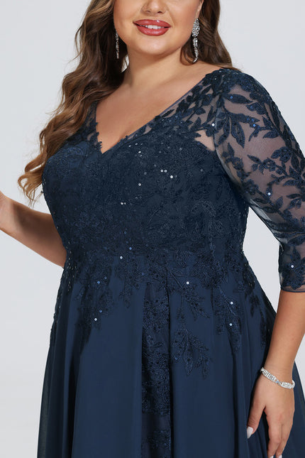 Robe Mère Mariée Bleu Marine Paillettes - gallery 9
