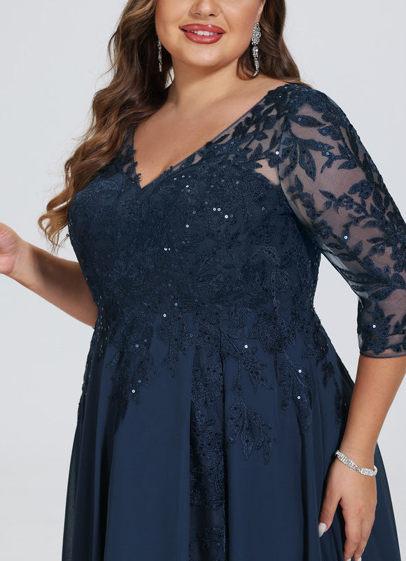 Robe Mère Mariée Bleu Marine Paillettes - gallery 9