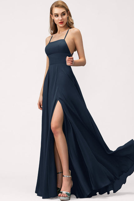 Robe Trapèze Chic Col Carré Fendue - gallery 3