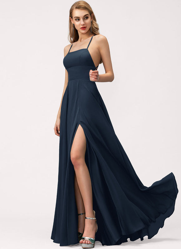 Robe Trapèze Chic Col Carré Fendue - gallery 3