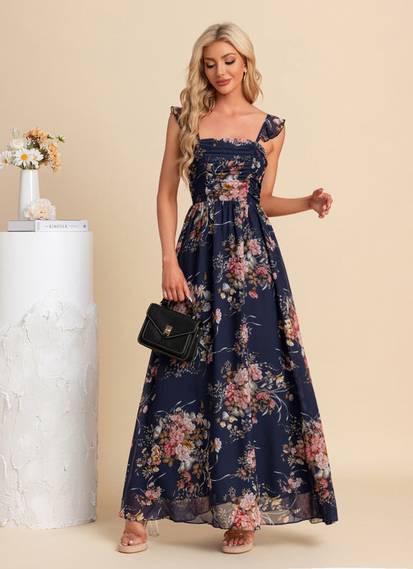 Robe Mousseline Bleu Marine - gallery 4