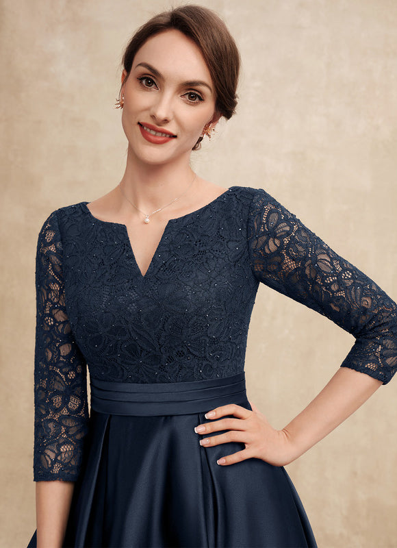 Robe Élégante Satinée Col V Nuit - gallery 1