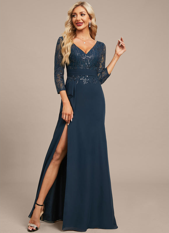 Robe Élégante Pailletée Col V - gallery 3