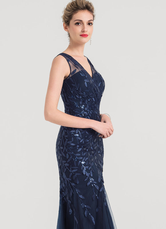 Robe Élégante Tulle Brodé Nuit - gallery 3