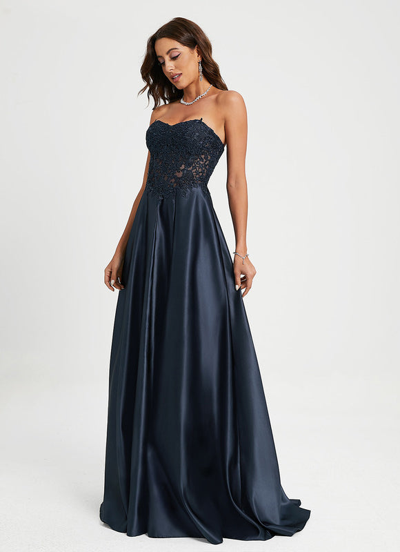 Robe Satinée Élégante Traîne Haute - gallery 2